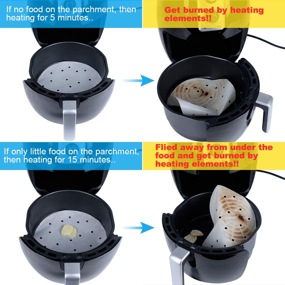 Air Fryer Parchment Paper, Set Of 200, 6 Inch Round Air Fryer Liners/Air Fryer Perforated Parchment Paper For Air Fryer, Steamin